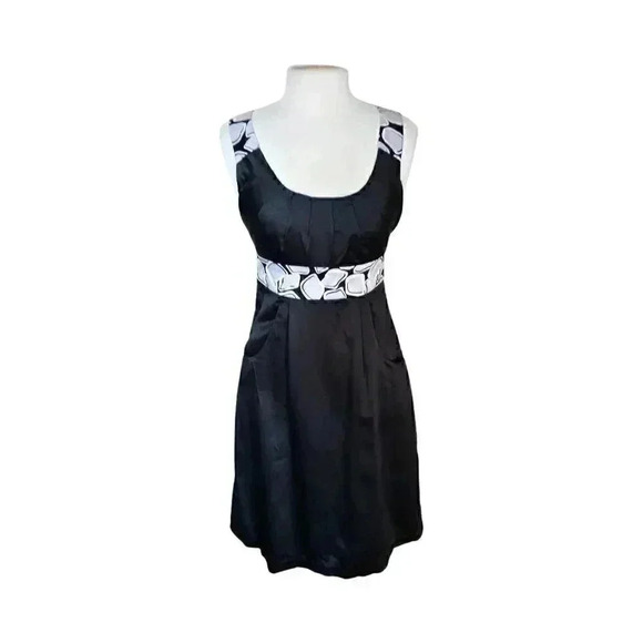 Max & Cleo Black Charmeuse Pleated Sleeveless Party Dress  Dress W/ Pockets - Picture 1 of 8